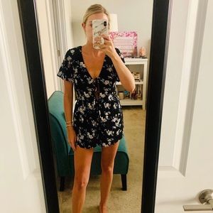Black floral romper